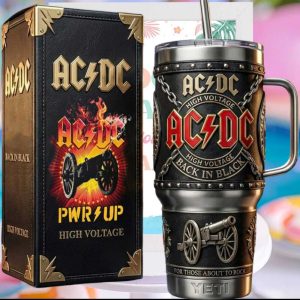 ACDC Back In Black High Voltage Rock & Roll Leather Studded Collector’s Tumbler ACDC Back In Black High Voltage Rock & Roll Leather Studded Collector’s Tumbler