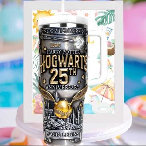 Harry Potter Hogwarts 25th Anniversary Custom Tumbler Personalized Wizarding World Travel Tumbler Harry Potter Hogwarts 25th Anniversary Custom Tumbler Personalized Wizarding World Travel Tumbler