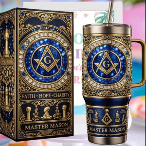 Master Mason Faith Hope Charity Blue and Gold Freemason Commemorative Tumbler Master Mason Faith Hope Charity Blue and Gold Freemason Commemorative Tumbler
