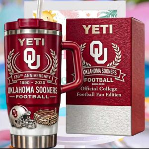 Oklahoma Sooners 136th Anniversary Football Fan Edition Crimson & White Tumbler Oklahoma Sooners 136th Anniversary Football Fan Edition Crimson & White Tumbler