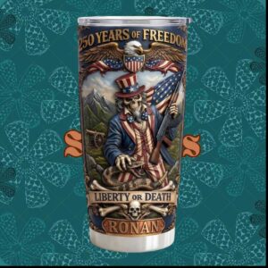 250 Years of Freedom American Patriot Skull Liberty Or Death Vintage Tumbler