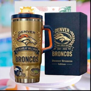 Denver Broncos 25 Years at Mile High 2001 2026 NFL Stainless Steel Insulated Tumbler