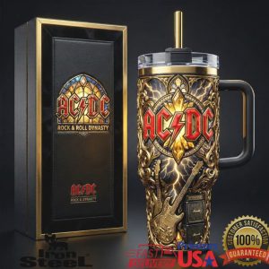 ACDC Rock Roll Dynasty Electric Guitar 40oz Travel Tumbler