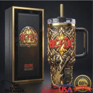 ACDC Rock Roll Dynasty Electric Guitar 40oz Travel Tumbler
