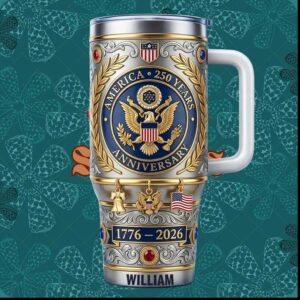 America 250 Years Anniversary 1776 2026 Personalized Name William Patriotic US History Tumbler