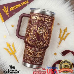 Arizona State Sun Devils Desert Inferno Edition Vintage Fans Maroon Gold Insulated Tumbler
