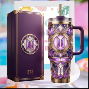 BTS Army Purple Diamond Gemstone K Pop Fan Merchandise Souvenir Gift Stainless Steel Insulated Tumbler