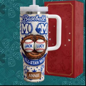 Baseball Mom All Star Personalized Name Jack Lucy Annie Sports Gift Tumbler