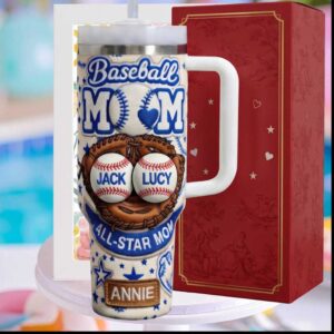 Baseball Mom All Star Personalized Name Jack Lucy Annie Sports Gift Tumbler