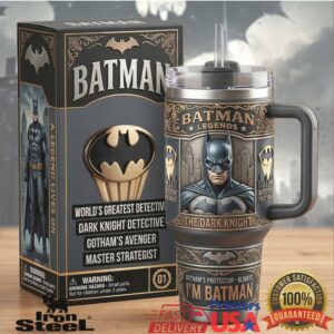 Batman Legends Dark Knight Detective Gotham's Avenger Retro 3D Style Stainless Steel Insulated Tumbler