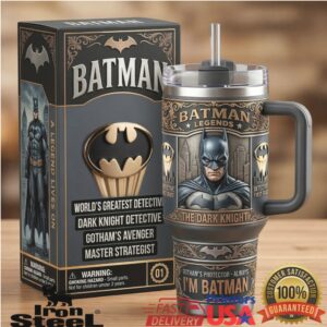 Batman Legends Dark Knight Detective Gotham's Avenger Retro 3D Style Stainless Steel Insulated Tumbler