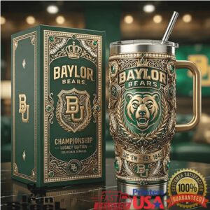 Baylor Bears Championship Legacy Edition 40oz Tumbler Green and Gold Collegiate Detailed