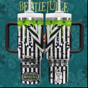 Beetlejuice Showtime Strange And Unusual Tim Burton Movie Striped Suit Fan Tumbler