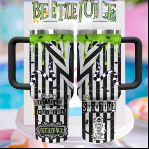 Beetlejuice Showtime Strange And Unusual Tim Burton Movie Striped Suit Fan Tumbler