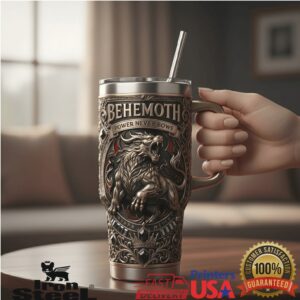 Behemoth Power Never Bows Mythical Creature Gothic Fantasy Art Collector Stainless Steel Insulated Tumbler