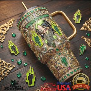 Billie Eilish Happier Than Ever Tour 2026 Luxury Gold Neon Green Fans Men Women Tumbler