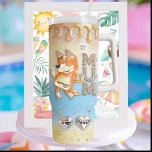 Bluey Mum Bingo Mommy Custom Name Alex Jenny 40oz Mother's Day Gift Tumbler