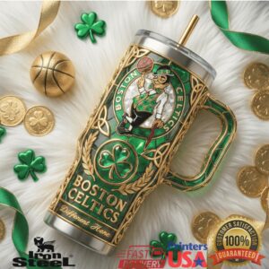 Boston Celtics Different Here NBA Basketball Champions Stained Glass Style Gifts For Fans Stainless Steel Insulated Tumbler