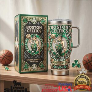 Boston Celtics Eternal Dynasty Bleed Green Basketball Team Sports Fan Anniversary Gift Stainless Steel Insulated Tumbler