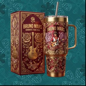 Bruno Mars Romantic Tour 2026 Concert Ornate Gold Floral Music Tour Gifts for Women Stainless Steel Insulated Tumbler