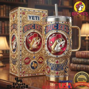 Buc ee's Beaver Fever Est 1982 Gold Royal Filigree Luxury 40oz Tumbler