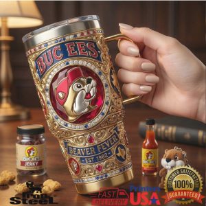 Buc ee's Beaver Fever Est 1982 Gold Royal Filigree Luxury 40oz Tumbler