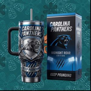 Carolina Panthers Midnight Roar Edition Keep Pounding Football Team Fans Gift Stainless Steel Insulated Tumbler