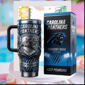 Carolina Panthers Midnight Roar Edition Keep Pounding Football Team Fans Gift Stainless Steel Insulated Tumbler