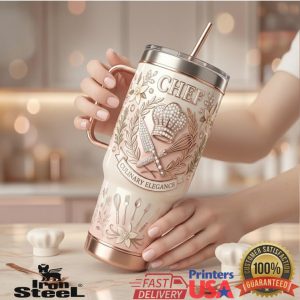 Chef Culinary Elegance Rose Gold Professional Cooking Gift Fan Vintage Style Men Women Tumbler