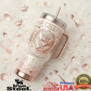 Chef Culinary Elegance Rose Gold Professional Cooking Gift Fan Vintage Style Men Women Tumbler