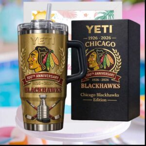 Chicago Blackhawks 100th Anniversary 1926 2026 NHL Hockey Fan Gifts Stainless Steel Insulated Tumbler