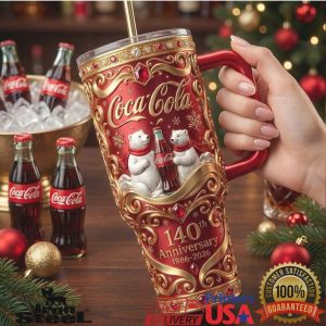 Coca Cola 140th Anniversary 1886 2026 Polar Bear Holiday Soda Fan Gift Tumbler