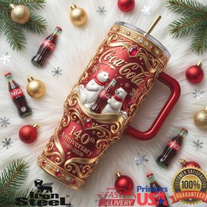 Coca Cola 140th Anniversary 1886 2026 Polar Bear Holiday Soda Fan Gift Tumbler