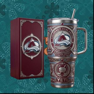 Colorado Avalanche Elevation Hockey Established 1995 Ornate Jeweled Burgundy Silver Stainless Steel Insulated Tumbler