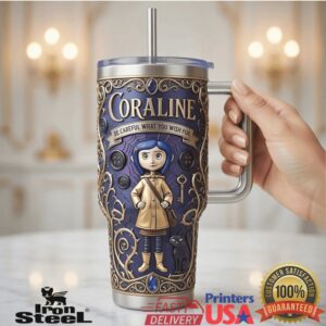 Coraline The Button Realm Edition Movie Fan Art Vintage Style Women Men Black Cat Tumbler