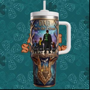 Dad You Are Our Patronus Wizard Magic Personalized Kids Names Gift Stainless Steel Insulated Tumbler