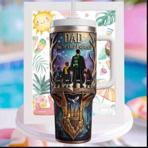 Dad You Are Our Patronus Wizard Magic Personalized Kids Names Gift Stainless Steel Insulated Tumbler