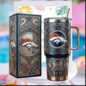 Denver Broncos Mile High Football Established In Denver Vintage Sports Fan Gifts Tumbler