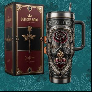 Depeche Mode Enjoy The Silence Rose Heart Gothic Dark Synthpop Fans Gift Stainless Steel Insulated Tumbler