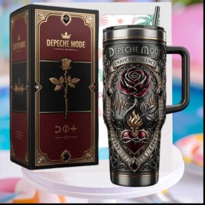 Depeche Mode Enjoy The Silence Rose Heart Gothic Dark Synthpop Fans Gift Stainless Steel Insulated Tumbler