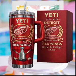 Detroit Red Wings NHL 100th Anniversary 1926 2026 Hockey 40oz Gifts for Fans Stainless Steel Insulated Tumbler