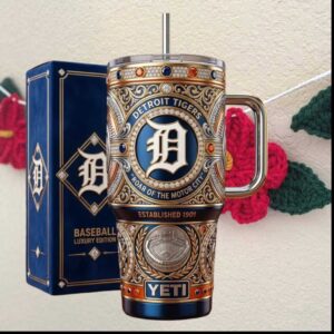 Detroit Tigers Luxury Edition Baseball MLB Logo Gold 20oz Tumbler