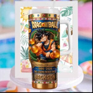 Dragon Ball 40th Anniversary 1986 2026 Goku Legend Never Ends Personalized Tumbler