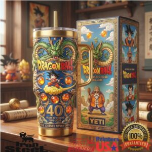 Dragon Ball 40th Anniversary 1986 2026 Shenron Son Goku Vintage Anime Fan Stainless Steel Insulated Tumbler