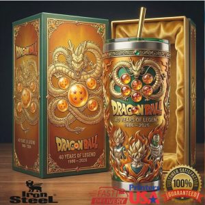 Dragon Ball Z 40 Years of Legend Shenron Gold Embossed 40oz Tumbler with Gift Box