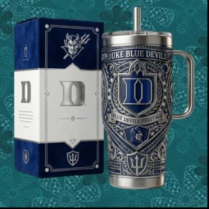 Duke Blue Devils Heritage College Basketball Silver Embossed Luxury Sports Gift Stainless Steel Insulated Tumbler