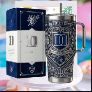 Duke Blue Devils Heritage College Basketball Silver Embossed Luxury Sports Gift Stainless Steel Insulated Tumbler