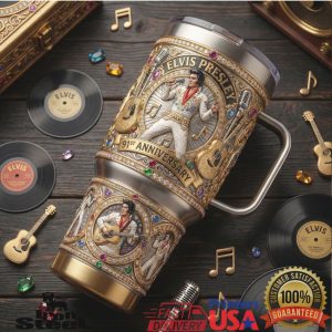 Elvis Presley 91st Anniversary King of Rock 'n' Roll 40oz Gold Tumbler