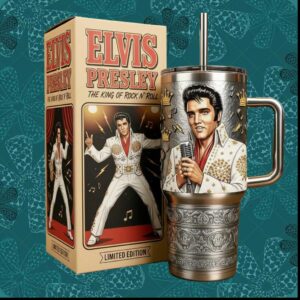 Elvis Presley The King Of Rock N Roll 1950s Style Tumbler