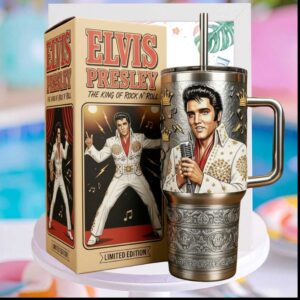 Elvis Presley The King Of Rock N Roll 1950s Style Tumbler